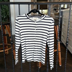 Brand new Nili Lotan stripped Henley ! Navy and Beige !